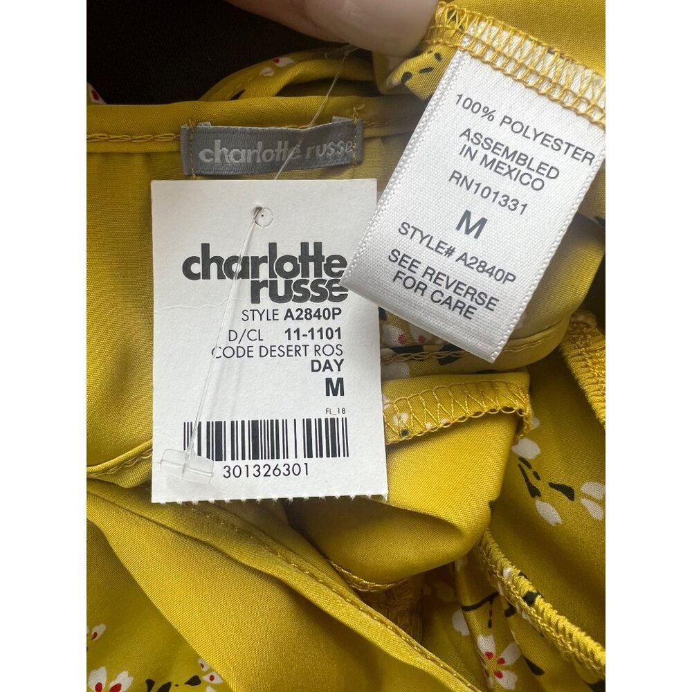 NWT Vintage Y2K Charlotte Russe Yellow Floral Print Cutout Open Back Blouse Top - Picture 9 of 10